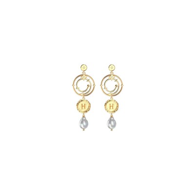 Boucles d'oreilles pendantes Harry Potter X Les Georgettes Enchantement en laiton finition dorée, 20 mm