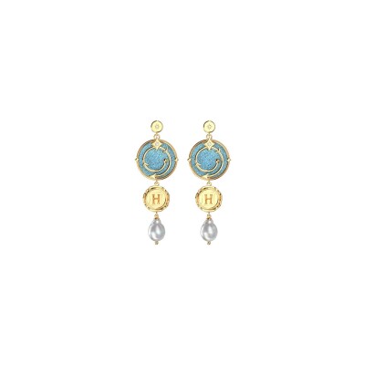 Boucles d'oreilles pendantes Harry Potter X Les Georgettes Enchantement en laiton finition dorée, 20 mm