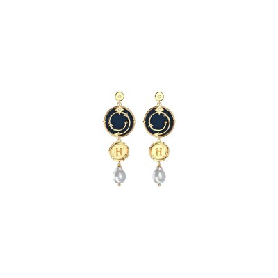 Boucles d'oreilles pendantes Harry Potter X Les Georgettes Enchantement en laiton finition dorée, 20 mm