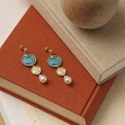 Boucles d'oreilles pendantes Harry Potter X Les Georgettes Enchantement en laiton finition dorée, 20 mm