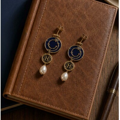 Boucles d'oreilles pendantes Harry Potter X Les Georgettes Enchantement en laiton finition dorée, 20 mm