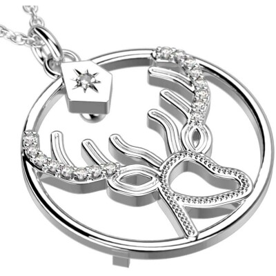 Collier Harry Potter X Les Georgettes Patronus Cerf en laiton finition argentée, 20 mm