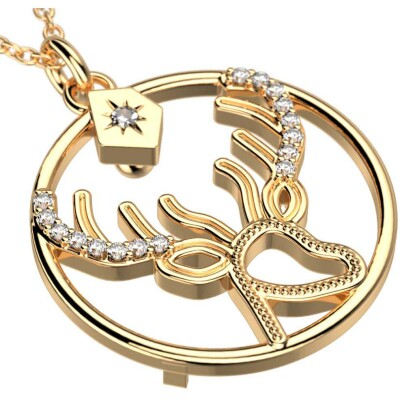 Collier Harry Potter X Les Georgettes Patronus Cerf en laiton finition dorée, 20 mm