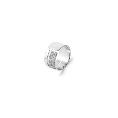 Bague en argent rhodié et oxyde de zirconium