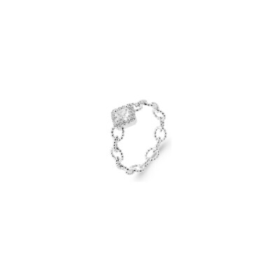 Bague en argent rhodié et oxyde de zirconium