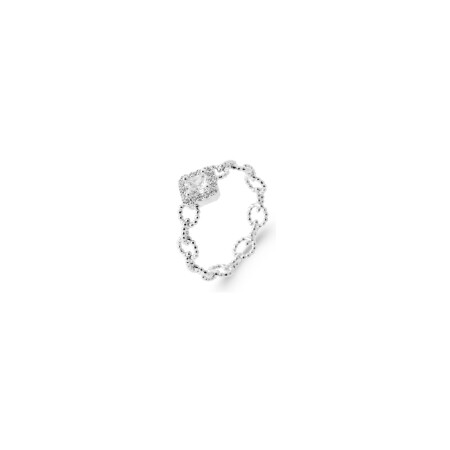 Bague en argent rhodié et oxyde de zirconium