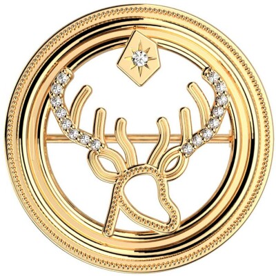 Broche Harry Potter X Les Georgettes Patronus Cerf en laiton finition dorée, 20 mm