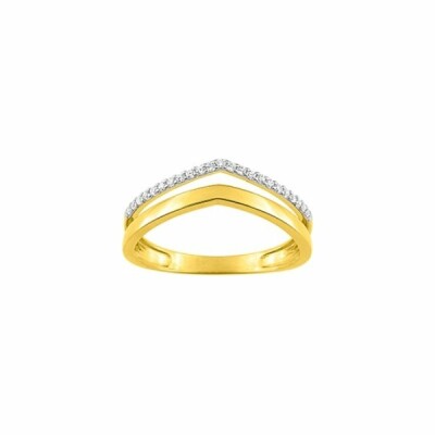 Bague en or jaune, or blanc et oxydes de zirconium