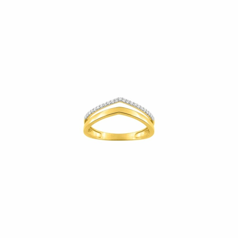 Bague en or blanc, or jaune et oxydes de zirconium