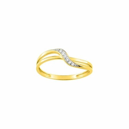 Bague en or jaune, or blanc et oxydes de zirconium