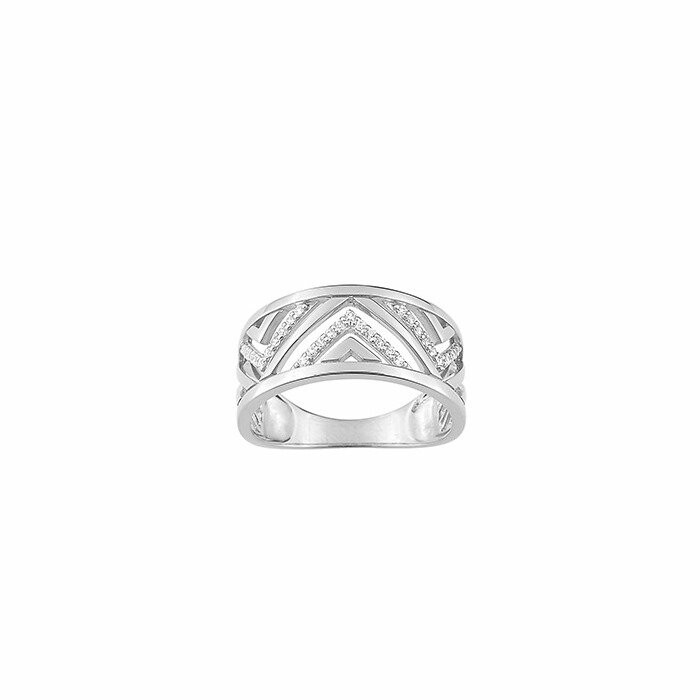 Bague en or blanc et oxydes de zirconium