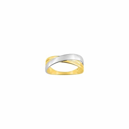 Bague en or jaune et rhodium