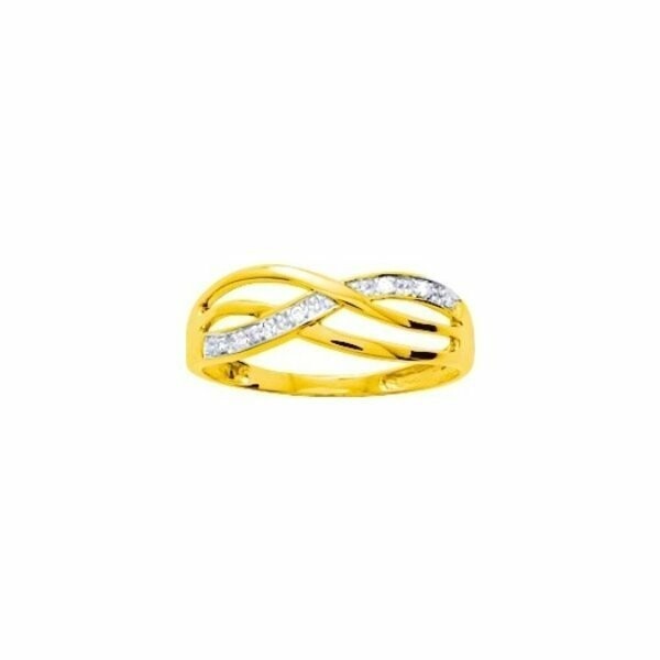 Bague en or jaune, rhodium et diamants