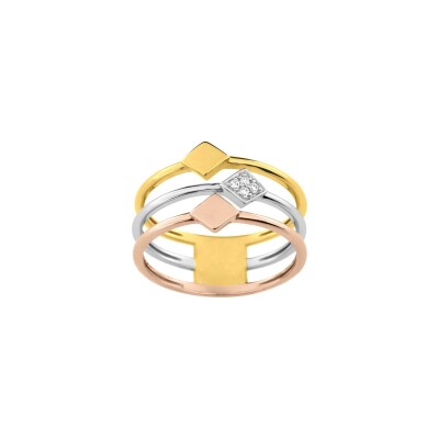 Bague en or rose, or jaune et rhodium et diamant, 0.03ct