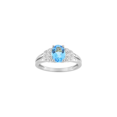 Bague en or blanc, topaze et oxyde de zirconium