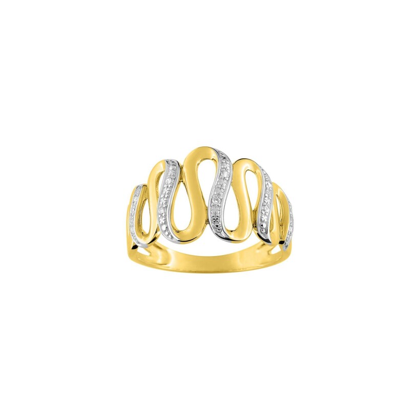 Bague en or jaune rhodié et oxyde de zirconium