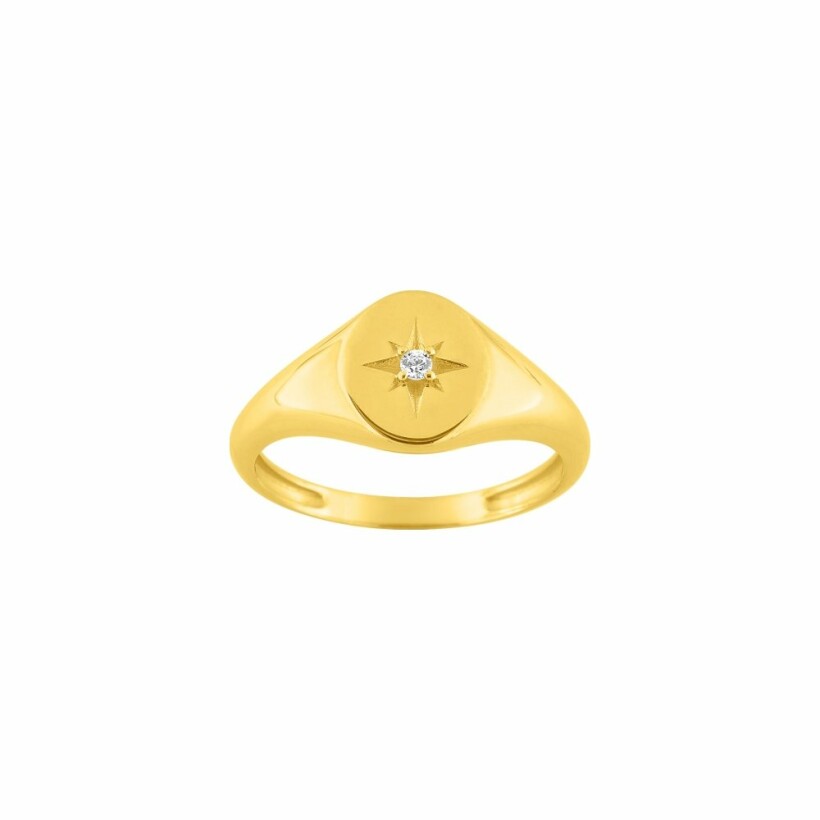 Bague en or jaune et oxyde de zirconium