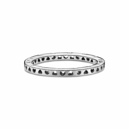 Bague Pandora Signature cœurs & signature en argent, taille 50