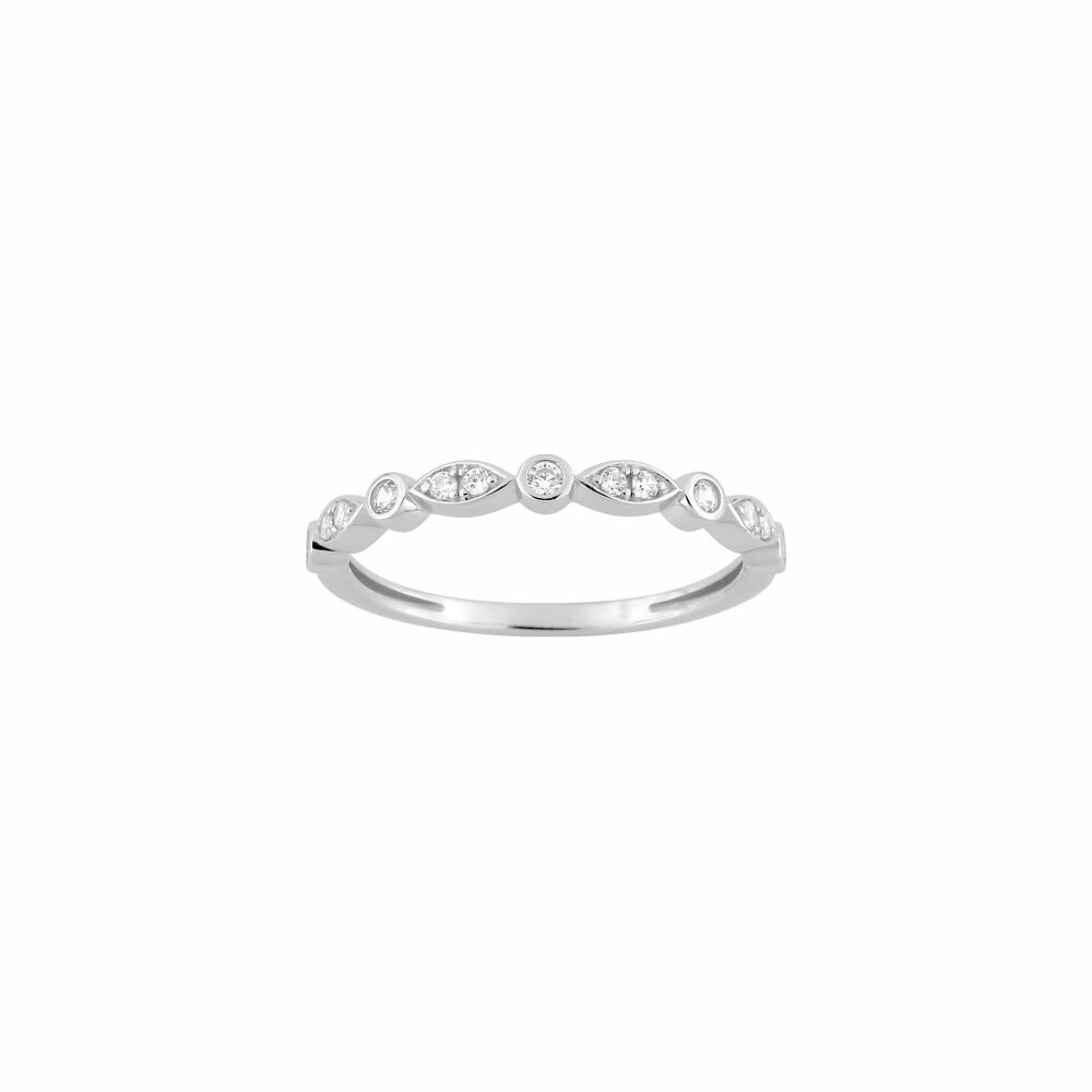 Bague en or blanc et oxydes de zirconium