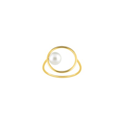 Bague en or jaune et perle de culture