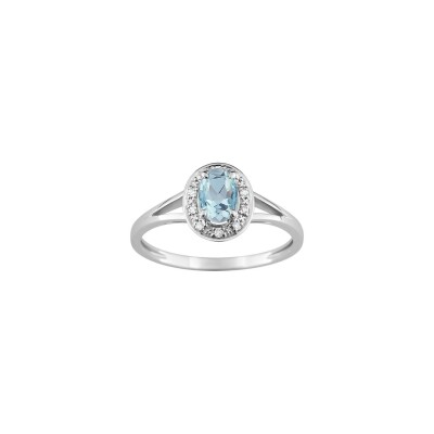 Bague en or blanc, topaze et oxyde de zirconium