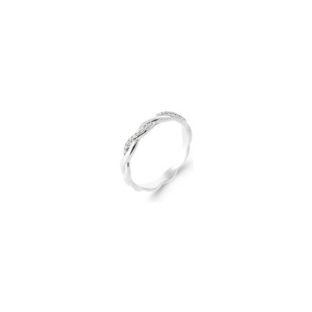 Bague en argent rhodié et oxyde de zirconium