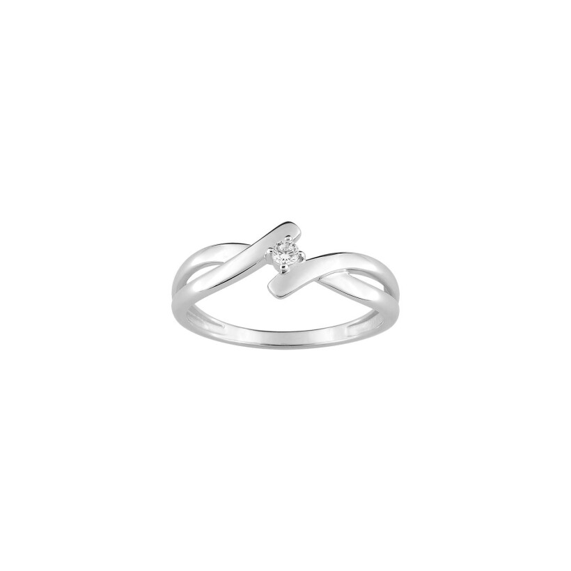 Bague en or blanc et diamant, 0.05ct