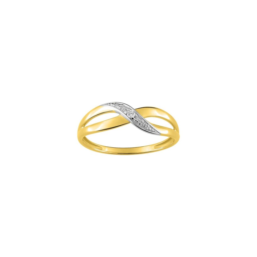 Bague en or jaune rhodié et diamant, 0.02ct