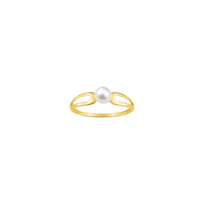 Bague en or jaune, perle de culture
