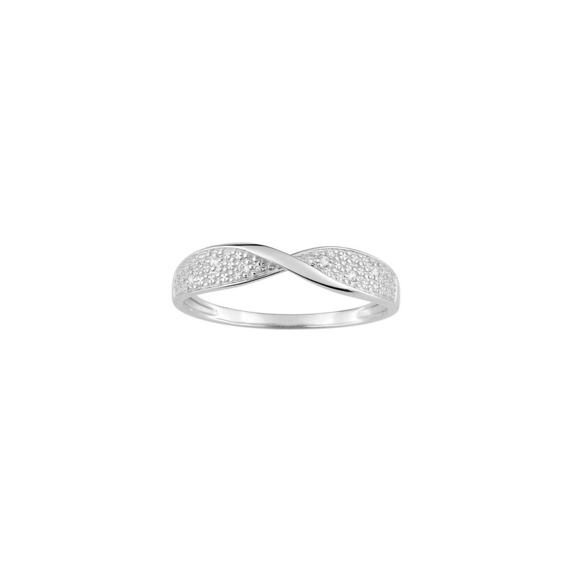 Bague en or blanc et diamant, 0.03ct