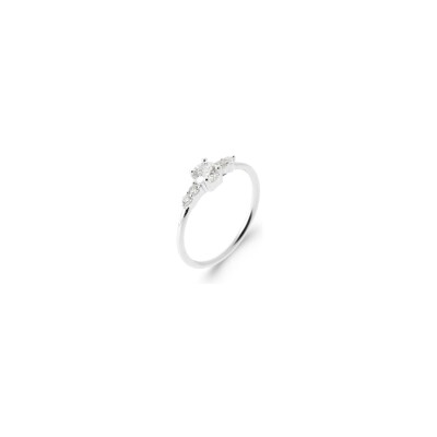 Bague en argent rhodié et oxyde de zirconium