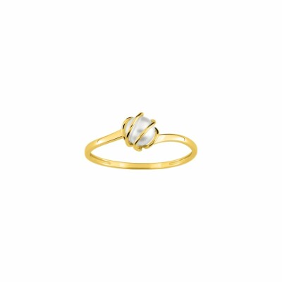 Bague en or jaune et perle de culture