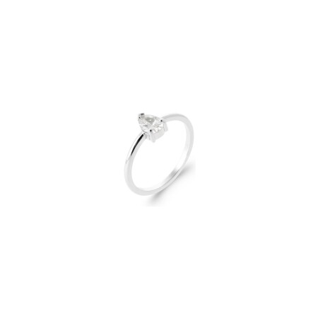 Bague en argent rhodié et oxyde de zirconium