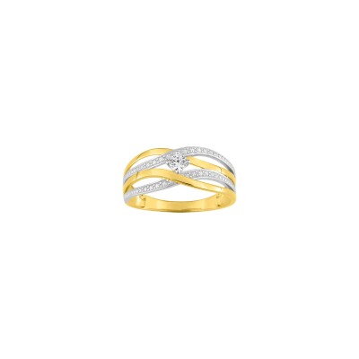 Bague en or jaune et oxyde de zirconium