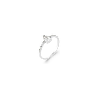 Bague en argent rhodié et oxyde de zirconium