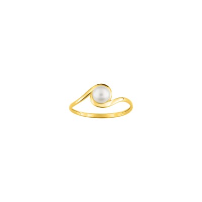 Bague en or jaune, perle de culture