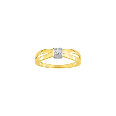 Bague en or jaune rhodié et diamant, 0.02ct