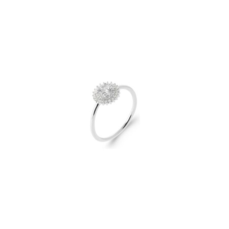 Bague en argent rhodié et oxyde de zirconium