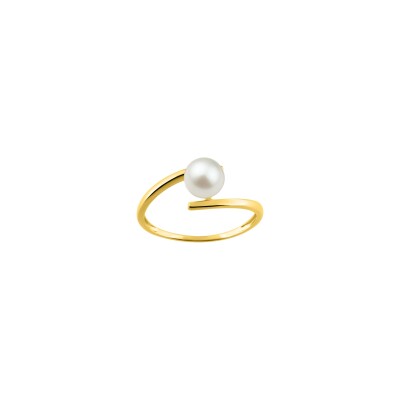 Bague en or jaune, perle de culture