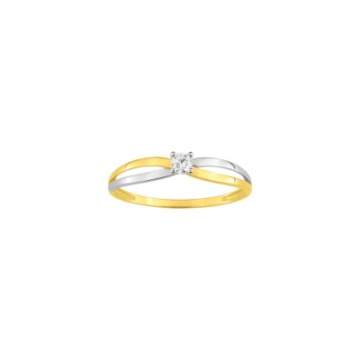 Bague en or jaune rhodié et oxyde de zirconium