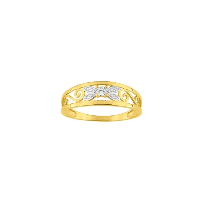 Bague en or jaune rhodié et oxyde de zirconium