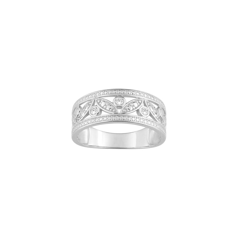 Bague en or blanc et oxyde de zirconium