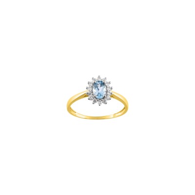 Bague en or jaune et aigue-marine