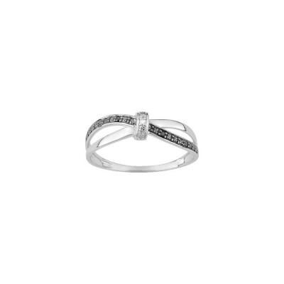 Bague en or blanc rhodié et diamant, 0.01ct