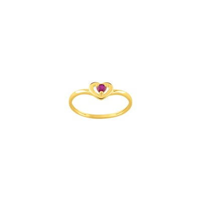 Bague en or jaune, rubis et rubis