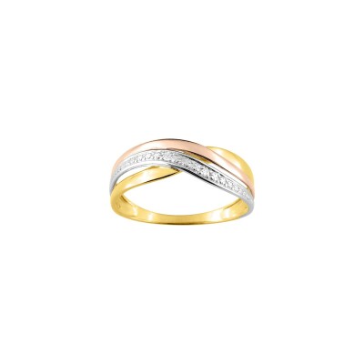 Bague en or jaune rhodié et diamant, 0.01ct