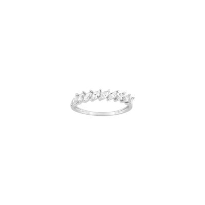 Bague en or blanc, oxyde de zirconium et saphir