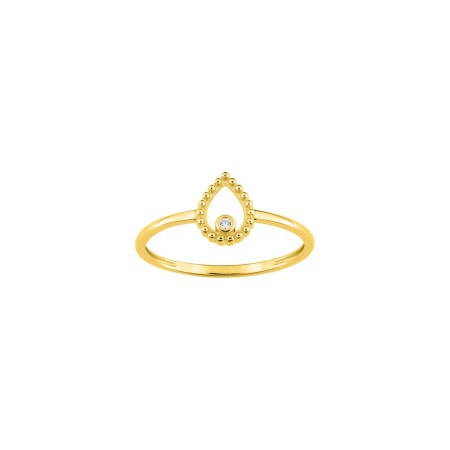 Bague en or jaune et oxyde de zirconium