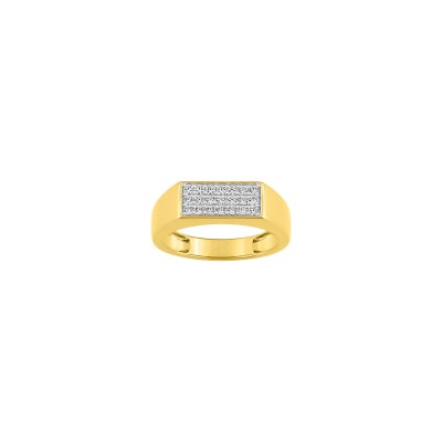 Bague en or jaune, oxyde de zirconium et rubis