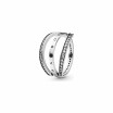 Bague Pandora Signature signature & cœurs en argent et oxyde de zirconium, taille 52